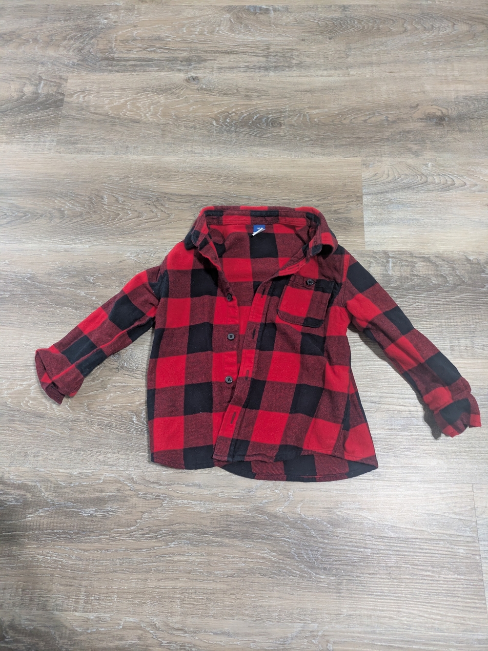 Boy's Old Navy Red and Black Plaid Button-Down Shirt 5T